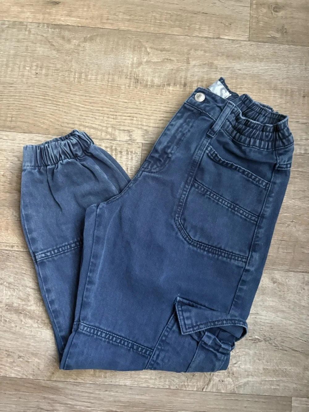 Free People Platoon Denim Cargo Joggers Washed Blue Sz XS